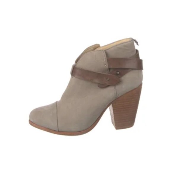Rag & Bone Women's Size 37 Harrow Boots Gray Leather Ankle Booties Casual Bootie - Picture 1 of 16